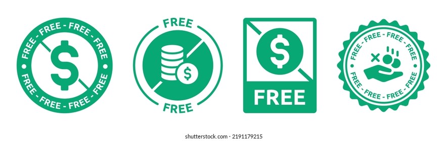 Free Money Icon Set. No Payment Sign Vector Illustration.