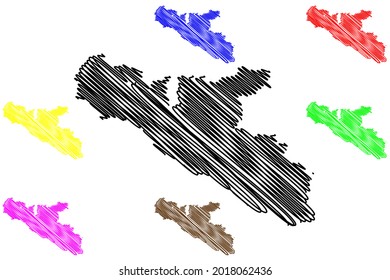 Free municipal consortium of Agrigento (Italy, Italian Republic, Sicily region) map vector illustration, scribble sketch Province of Agrigento map