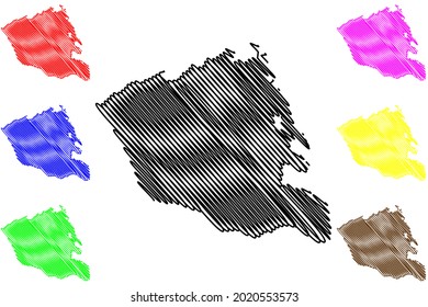 Free municipal consortium of Ragusa (Italy, Italian Republic, Sicily region) map vector illustration, scribble sketch Province of Ragusa map