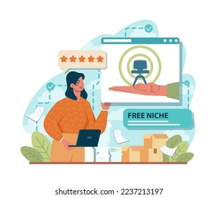 Free niche opportunity. Customer segment definition for marketing campaign development. Target group engagement. Flat vector illustration