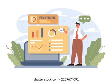 Free niche opportunity. Customer segment definition for marketing campaign development. Target group engagement. Flat vector illustration