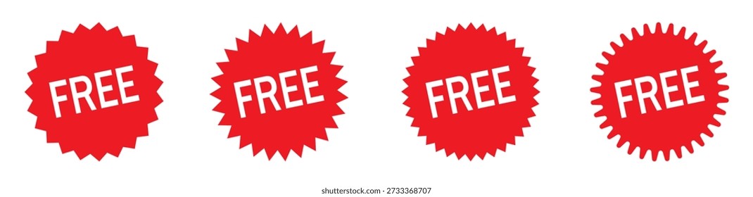 Free Offer Label and Red Free Stamp Sticker for Promotion and Marketing Design