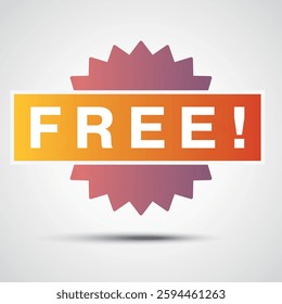 Free offer label. Red template on purple background. Vector illustration