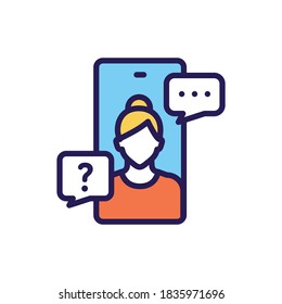 Free online consultation line color icon. SMM promotion.