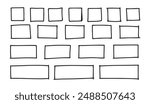 Free outline hand drawn squares, rectangles different sizes. Scribble rectangular frames set. Freehand square borders. Text highlight underline. . Vector illustration