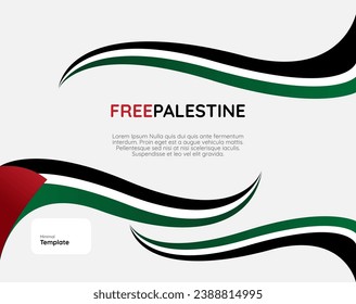 Free Palestine banner, with empty space for sentence. Template with Palestine flag for support of the ongoing war with Israel.