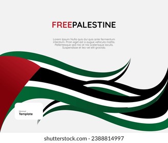 Free Palestine banner, with empty space for sentence. Template with Palestine flag for support of the ongoing war with Israel.