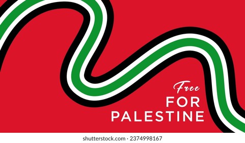 Free Palestine design with Palestinian flag. Design elements, posters, banners