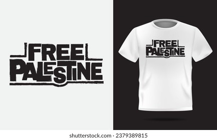 Free Palestine design short sleeve white t-shirt mockup