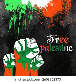 Free Palestine Design. Stand and save palestine typography with palestine flag.