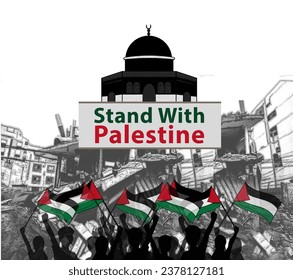 Free Palestine with flag Vector, illustration, background, poster for, flyer, banner, t-shirt,