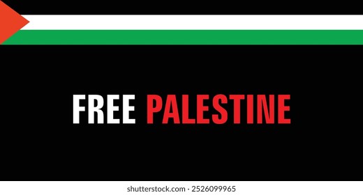 Free Palestine. Palestine flag vector illustration. isolated on black background. Israel vs Palestine war. Iran vs Israel war. Gaza, Hammas vs Israel war. landscape poster, template.