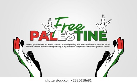 Free Palestine GAZA, Copy Space Text Area Palestine. Plantilla para el día de la independencia. Fondo de pantalla de la bandera palestina libre, volante, pancarta de ilustración vectorial. Afiche sobre Palestina