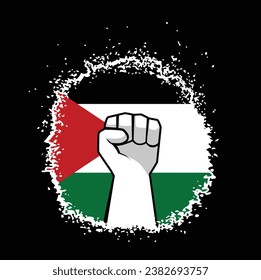 Free Palestine. Free Gaza. Palestine Flag with Fist