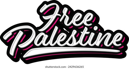 Free Palestine Hand Lettering Typography vector template