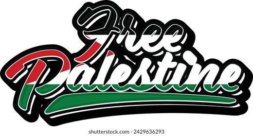 Free Palestine Hand Lettering Typografie Vektor-Vorlage