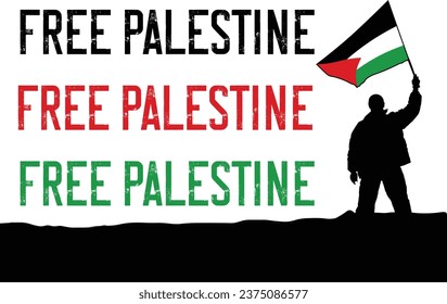 Free Palestine the man stand with flag Vector illustration background. Pray for Palestine flag wallpaper, poster, flyer, banner, t-shirt, post vector illustration