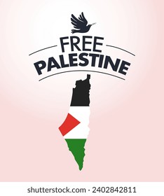 Free palestine, palestine map drawing concept vector.