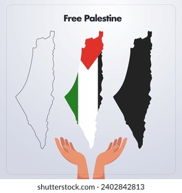 Free palestine, palestine map drawing concept vector.
