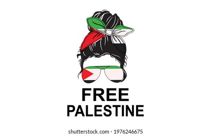 Free Palestine - Free Palestine With Messy Hair Bun Vector And Clip Art