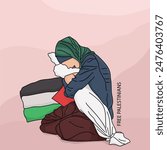 Free Palestine, Mother with her dead child, Emotional moment.