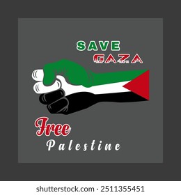 Free Palestine. National flag. Black background. 3d illustration