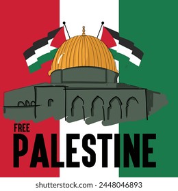 Free Palestine. National flag, I am Stand With Palestine, World Map and Palestine Flag art in background