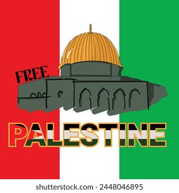 Free Palestine. National flag, I am Stand With Palestine, World Map and Palestine Flag art in background