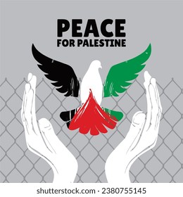 Free Palestine. No war. Flag of Palestine. Support for Palestine. Peace for Palestine. Stop war. 