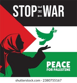 Free Palestine. No war. Flag of Palestine. Support for Palestine. Peace for Palestine. Stop war. 