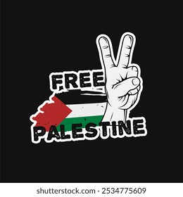 Free Palestine - Peace Sign with Palestinian Flag Sticker Design