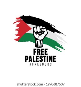 Free Palestine, Free Quds vector illustration