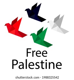 Free Palestine. Save Palestine concept vector illustration. Stop war. Pigeon of freedom flag of Palestine