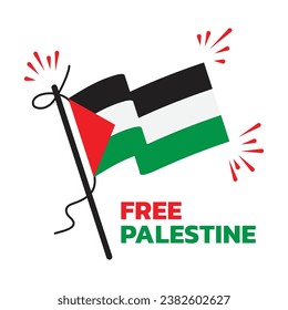 free palestine text with flag of palestine support solidarity icon logo vector illustration