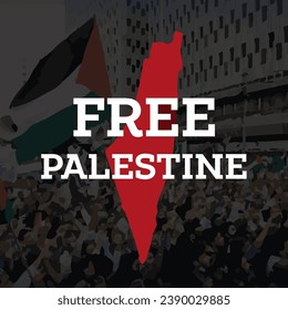 Free Palestine text with Palestinian map