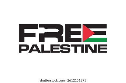 Free Palestine typography sticker isolated on white