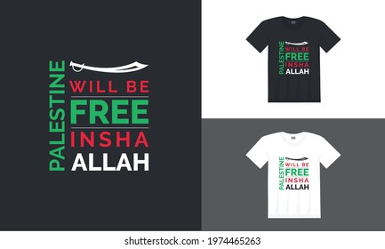Free Palestine Typography T-shirt Design Vector Illustration