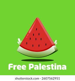 Free Palestine watermelon fruit vector illustrator