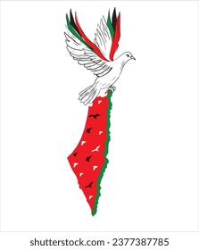 Free Palestine! We stand with Palestine! Palestine Flag with Watermelon metaphor