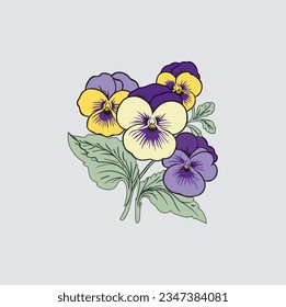 Free Pansy Flower Hand-drawn vector illustration