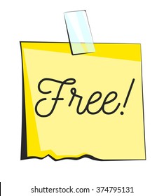 Free paper sticky note. Retro reminder sticker