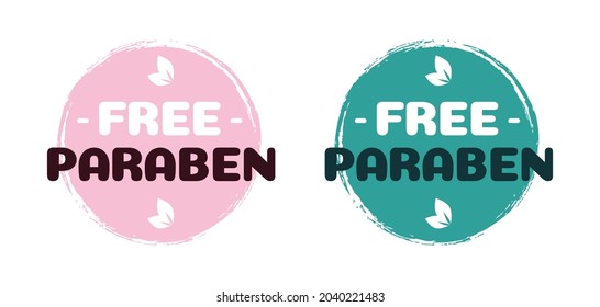 Free Paraben Vector Label For Cosmetic Natural Ingredients, Eco Friendly, Skincare Health Safe Product No Paraben. 10 Eps