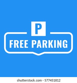 Free parking. Badge. Flat vector illustration on blue background.