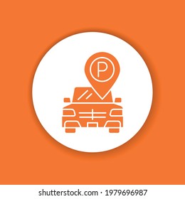 Free parking color glyph icon. Additional service symbol. Hotel amenities sign. Pictogram for web page, mobile app, promo. UI UX GUI design element. Editable stroke.