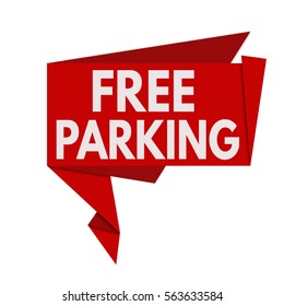 Free parking origami speech bubble on white background, vector illustration