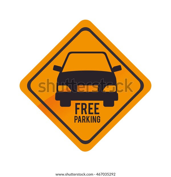 free parking park symbol sign yellow\
car vector graphic isolated and flat\
illustration