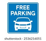 Free Parking sign with car icon. Vector illustration