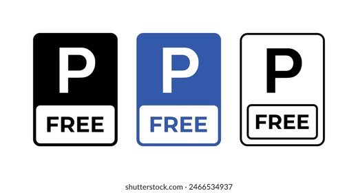 Free parking sign. Free parking zone for cars isolated illustration.