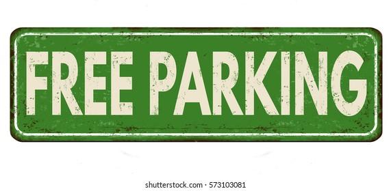 Free parking vintage rusty metal sign on a white background, vector illustration