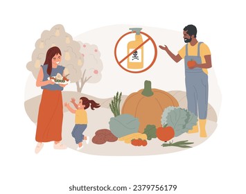 Free from pesticide and herbicide foods isolated concept vector illustration. Organic farming products, natural agriculture method, fertilizer free food, crop rotation, mulching vector concept.